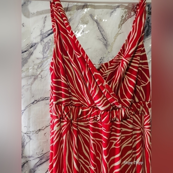 Metro 7 Red & off-white Sundress, very stretchy & lightweight, unlined, Sz  S - Picture 4 of 12